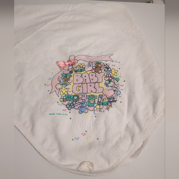 VINTAGE BABY GIRL RECEIVING BLANKET 100% COTTON 1991 Y GROW UP - Picture 2 of 8